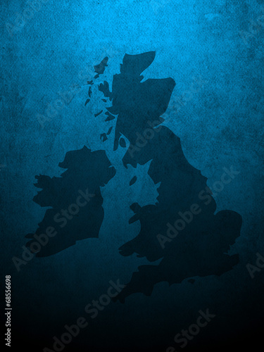Blue grungy UK and Ireland map © Jane