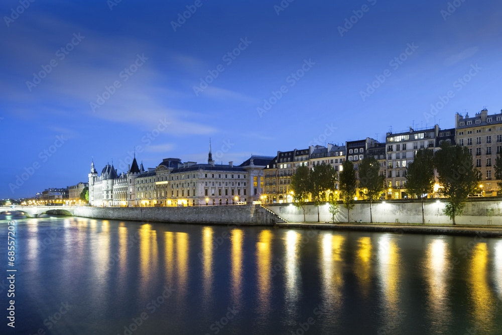 Seine River in the Evening, Paris, France