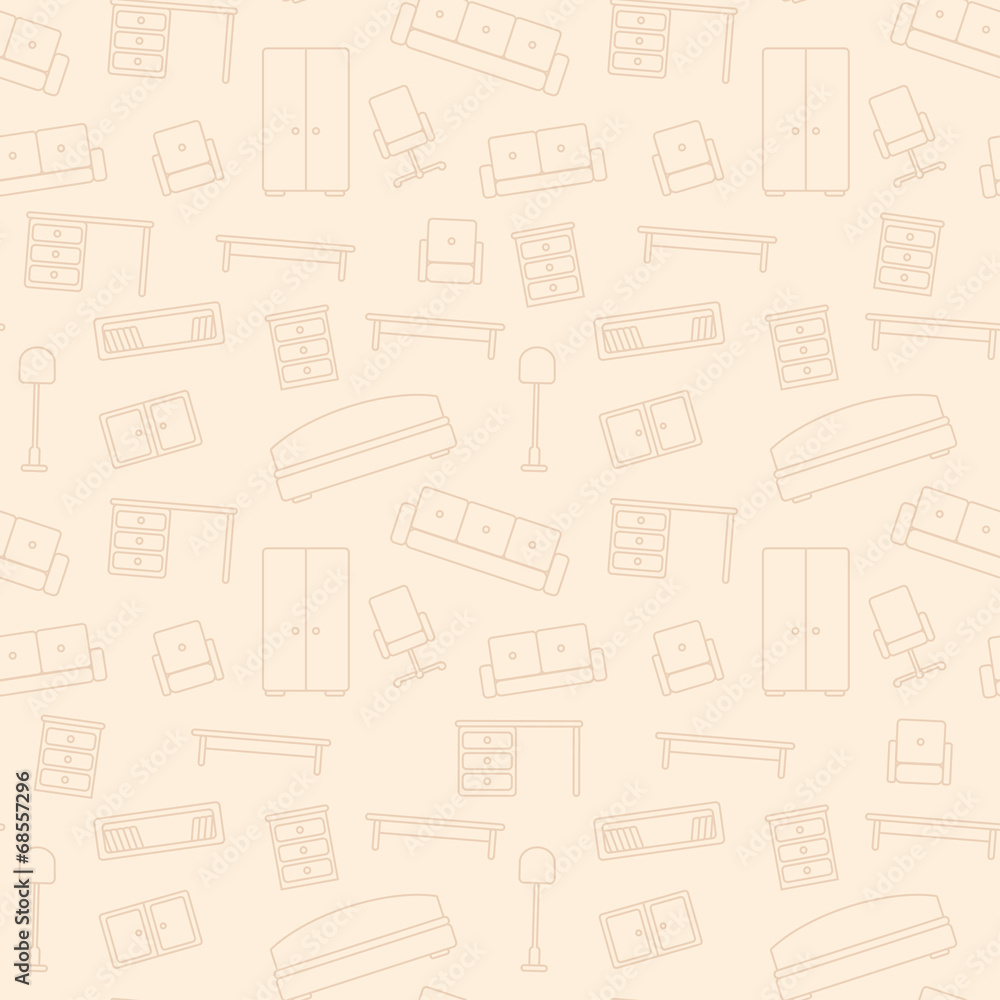Seamless pattern of furniture. Beautiful background. Vector