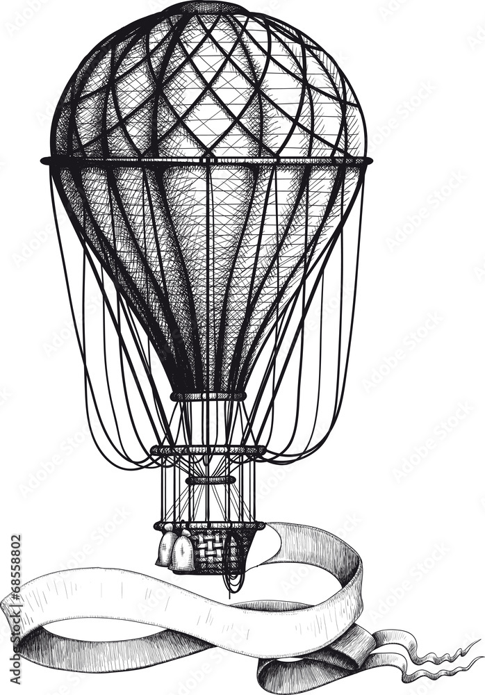 Obraz premium Vintage hot air balloon with banner