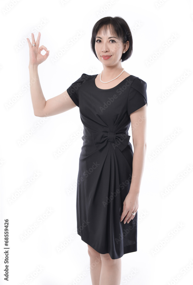Perfect - business woman showing OK hand sign Perfect - business woman showing OK hand sign