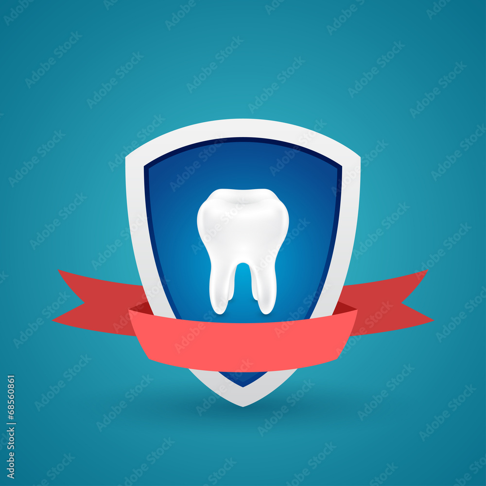 Tooth on the shield protected icon Tooth on the shield protected icon
