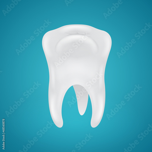 Human teeth on blue background