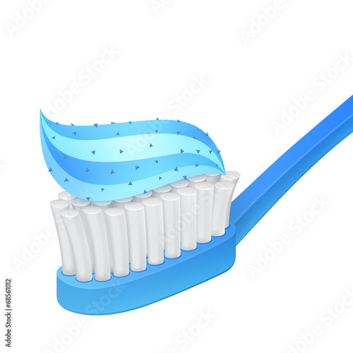 Blue toothbrush and whitening toothpaste
