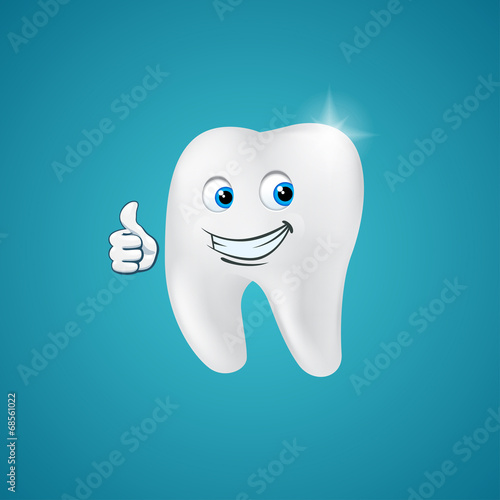 Animated hero happy human tooth