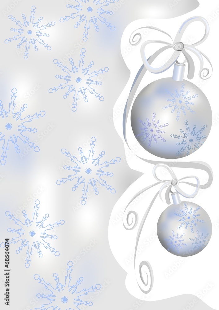 Christmas background with silver balls and snowflakes Christmas background with silver balls and snowflakes