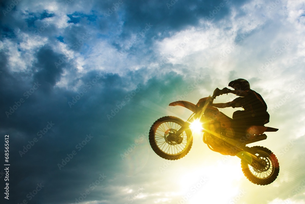 Motocross Bike Jump - obrazy, fototapety, plakaty 