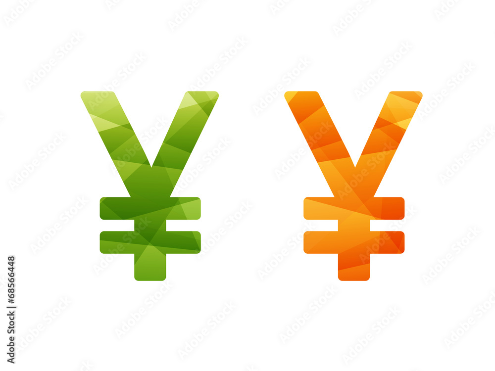 Fototapeta premium Colorful shiny geometric currency sign icon vector