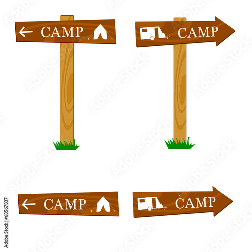 wooden camping sign vector illustration