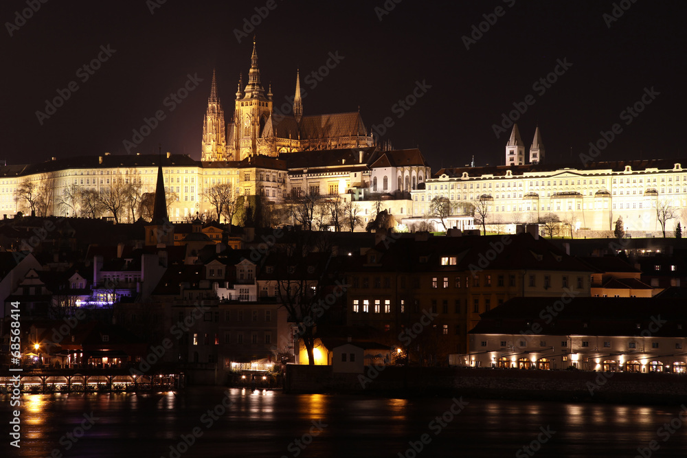 Night view on the Prague castle, Czech Republic