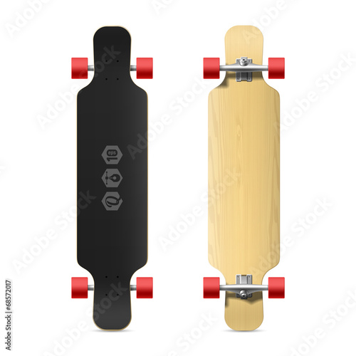 Photorealistic longboard, skateboard