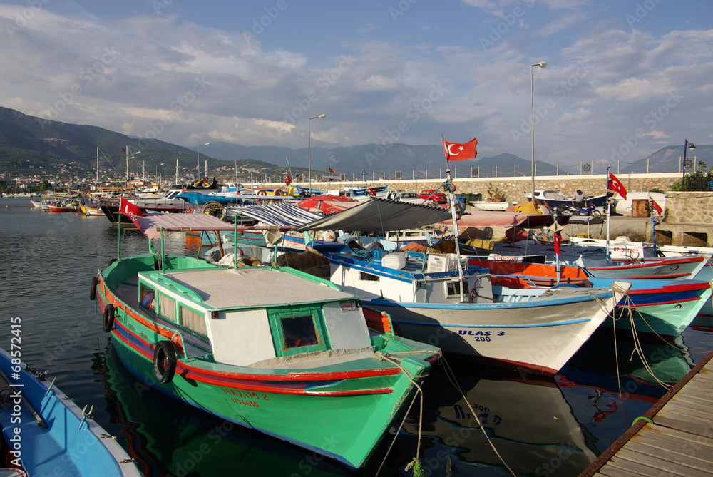 Boats in the port of Alanya, Turkey