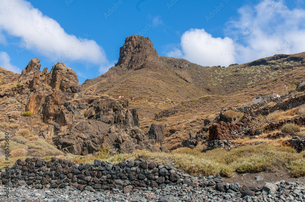 Black sand volcanic beach. Tenerife Island