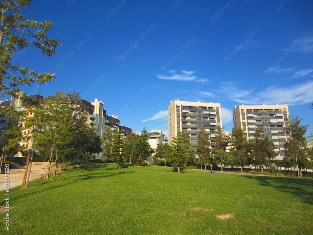 housing estate and park