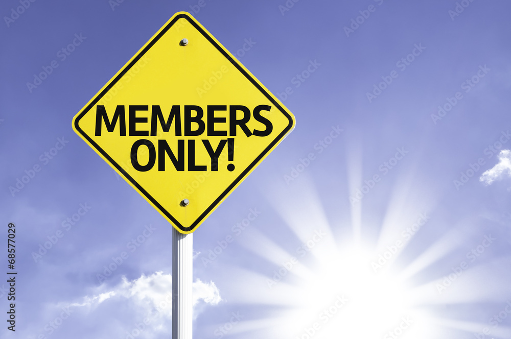 Members Only road sign with sun background Members Only road sign with sun background