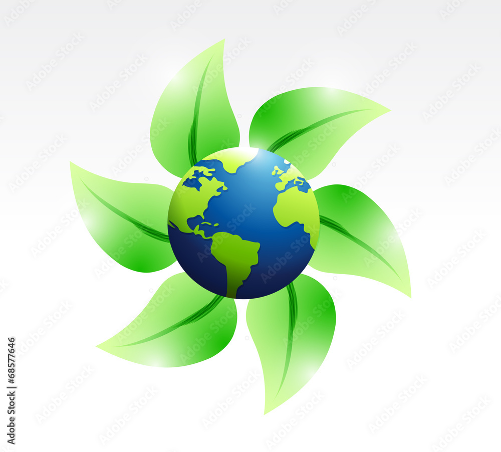 leaves and eco globe illustration design