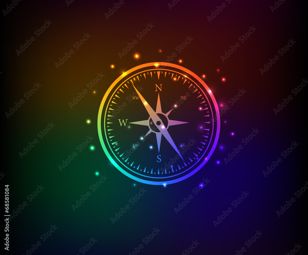Compass symbol,Rainbow vector Compass symbol,Rainbow vector