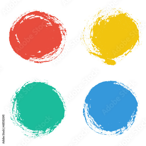 Set of vector round grunge frames. Hand drawn design elements.