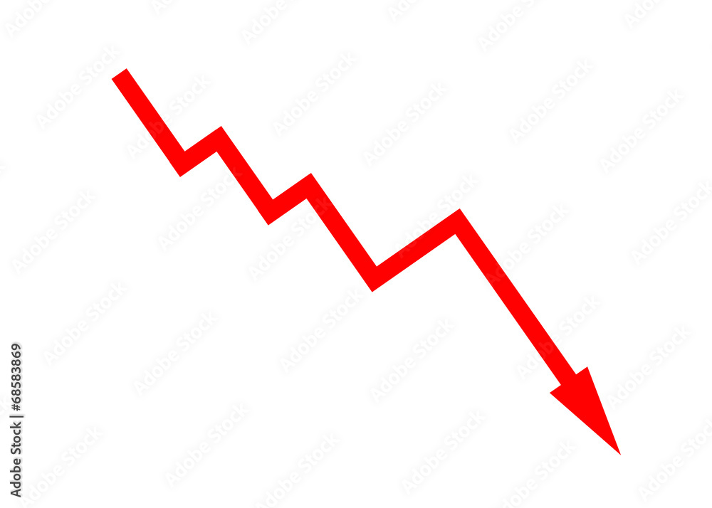 rotes Diagramm abwärts rotes Diagramm abwärts