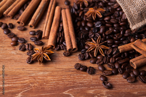 roasted coffee and cinnamon sticks