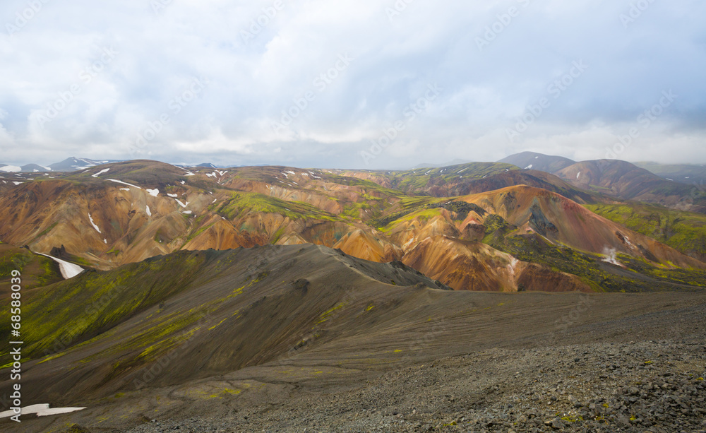 Panorama of Icelandic mountains