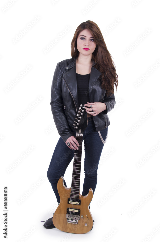 Beautiful sexy young musician girl holding electric guitar Beautiful sexy young musician girl holding electric guitar