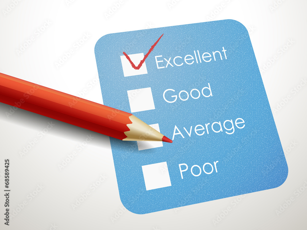 tick placed in excellent check box with red pen tick placed in excellent check box with red pen