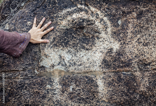 Принти на полотні Petroglyph with goat