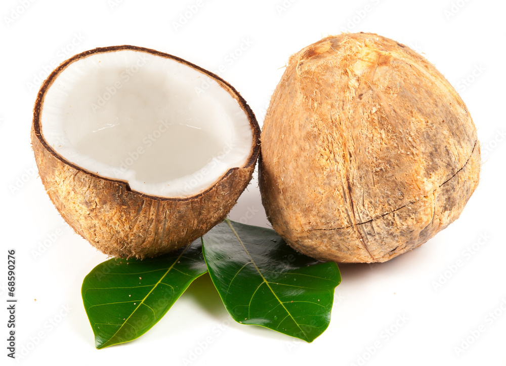 Coconut with straw isolated on white Coconut with straw isolated on white