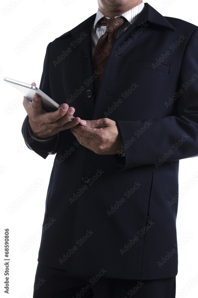 Business man working on digital tablet Business man working on digital tablet