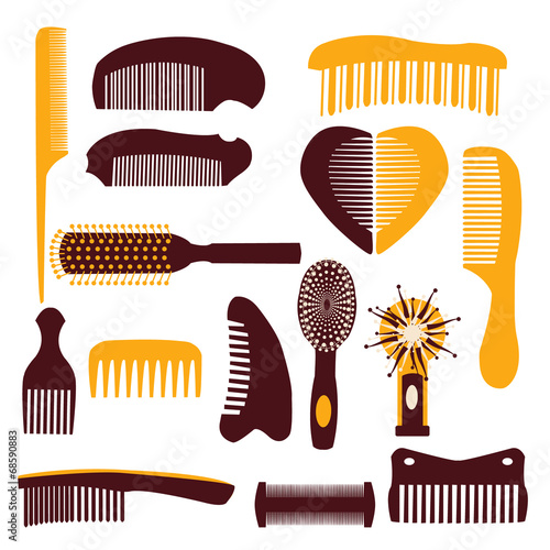 vector set of combs on a white background