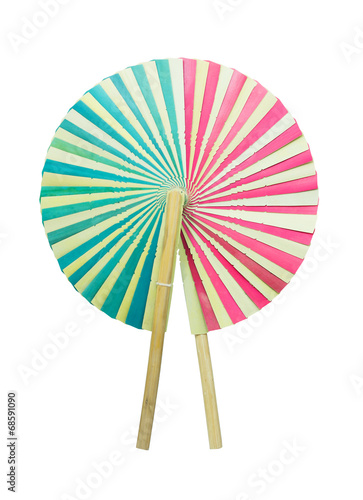 Colorful mobile fan on white background