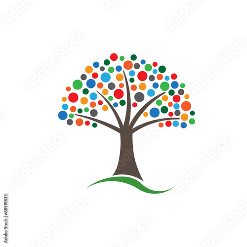 Multicolored circles tree image logo