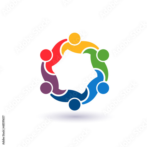 Teaming 6.Concept group of connected people logo