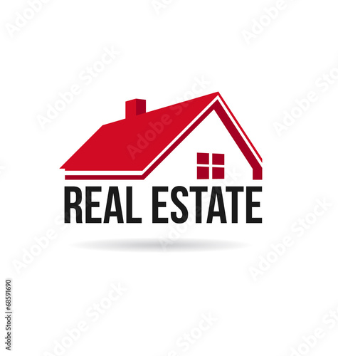 Red house real estate image.