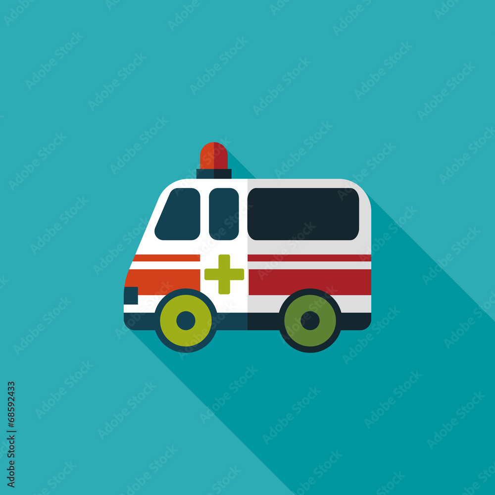 ambulance car flat icon with long shadow ambulance car flat icon with long shadow