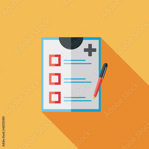 clinical record flat icon with long shadow