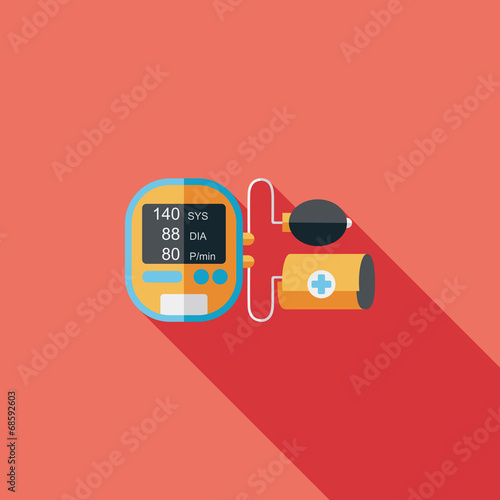 sphygmomanometer blood pressure flat icon with long shadow