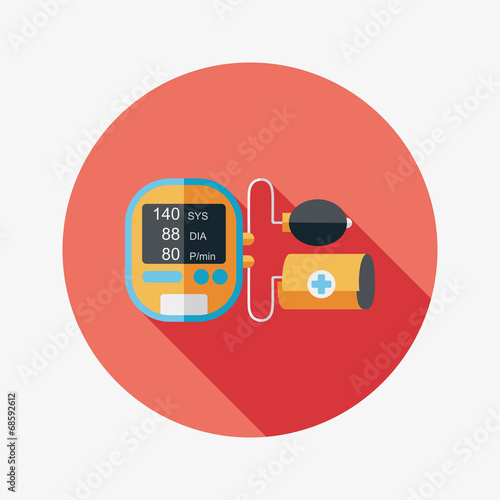 sphygmomanometer blood pressure flat icon with long shadow