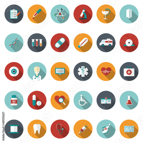 Set of flat Medical icons. Vector illustration