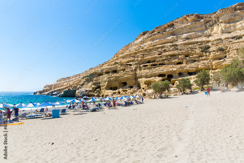 Pebbly beach Matala, Greece Crete.