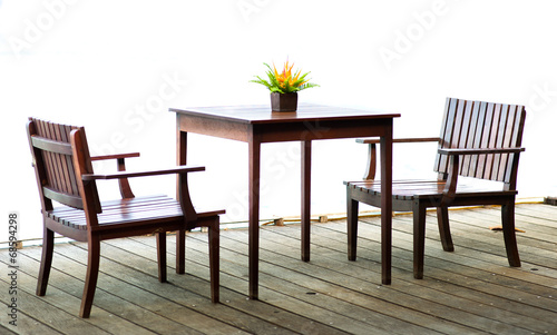 wood chairs and table