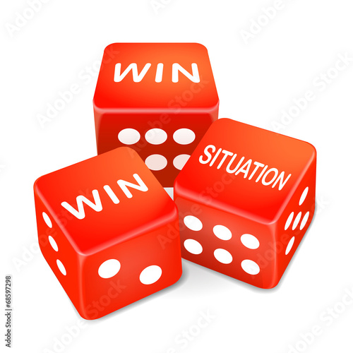 win situation words on three red dice