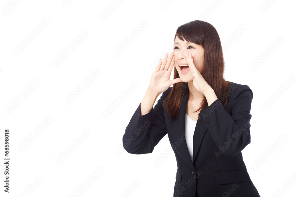 呼びかけるビジネスウーマン 呼びかけるビジネスウーマン