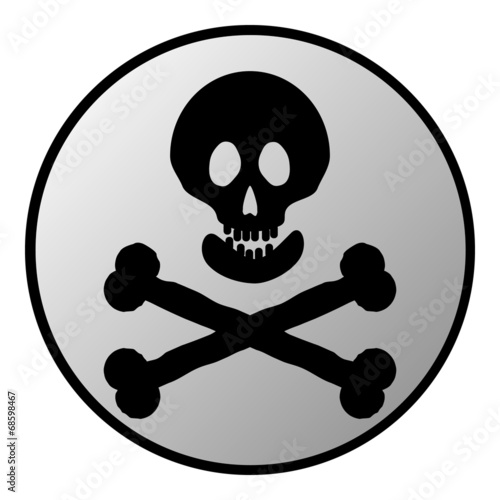 Skull and bones danger sign button