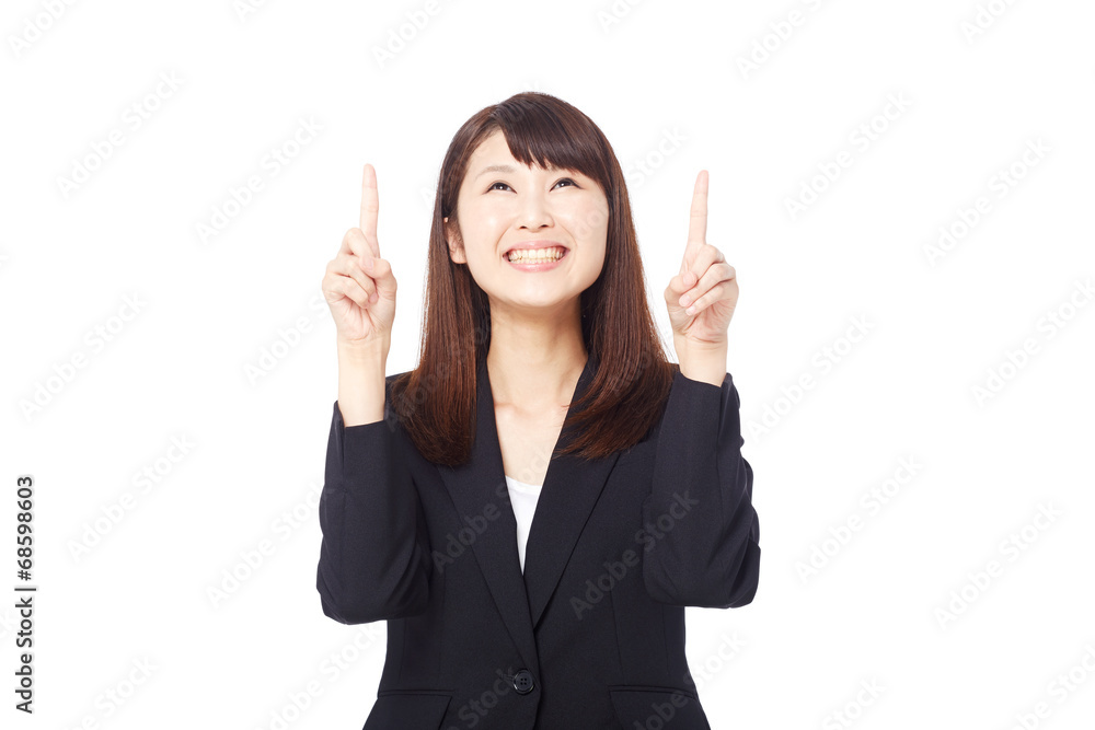 指差すビジネスウーマン 指差すビジネスウーマン