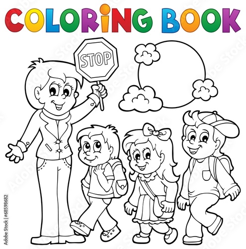 Coloring book school kids theme 1