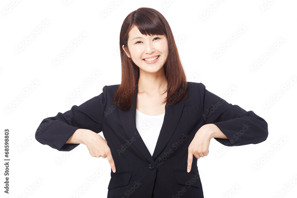 指差すビジネスウーマン 指差すビジネスウーマン