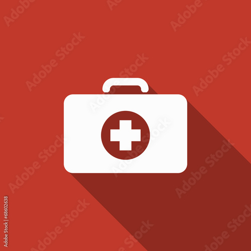 first aid kit icon with long shadow
