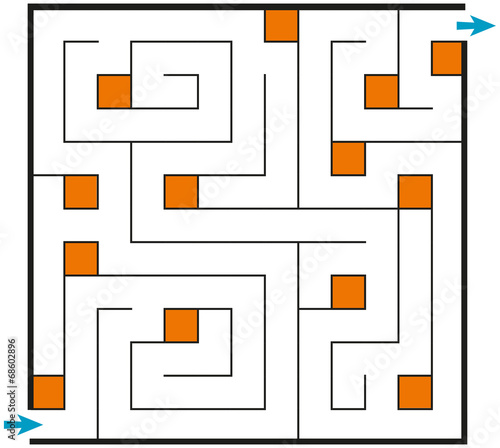 Linear vector illustration. Confused square maze